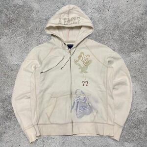 Vintage Y2K American Eagle Women's Fitted Zip Up Hoodie